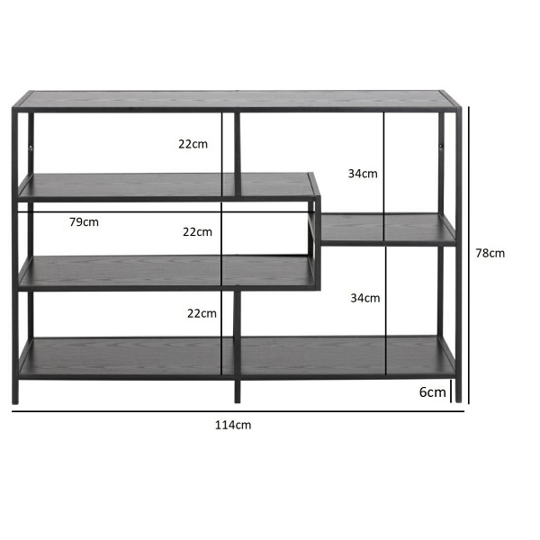 Regał Seaford V czarny - ACTONA